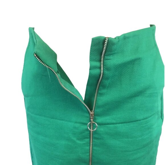 Zara Trafaluc Mini Skirt Textured Green Zip Up Size Small - Picture 7 of 8